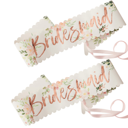Bridesmaid Floral Sash (Set of 2)
