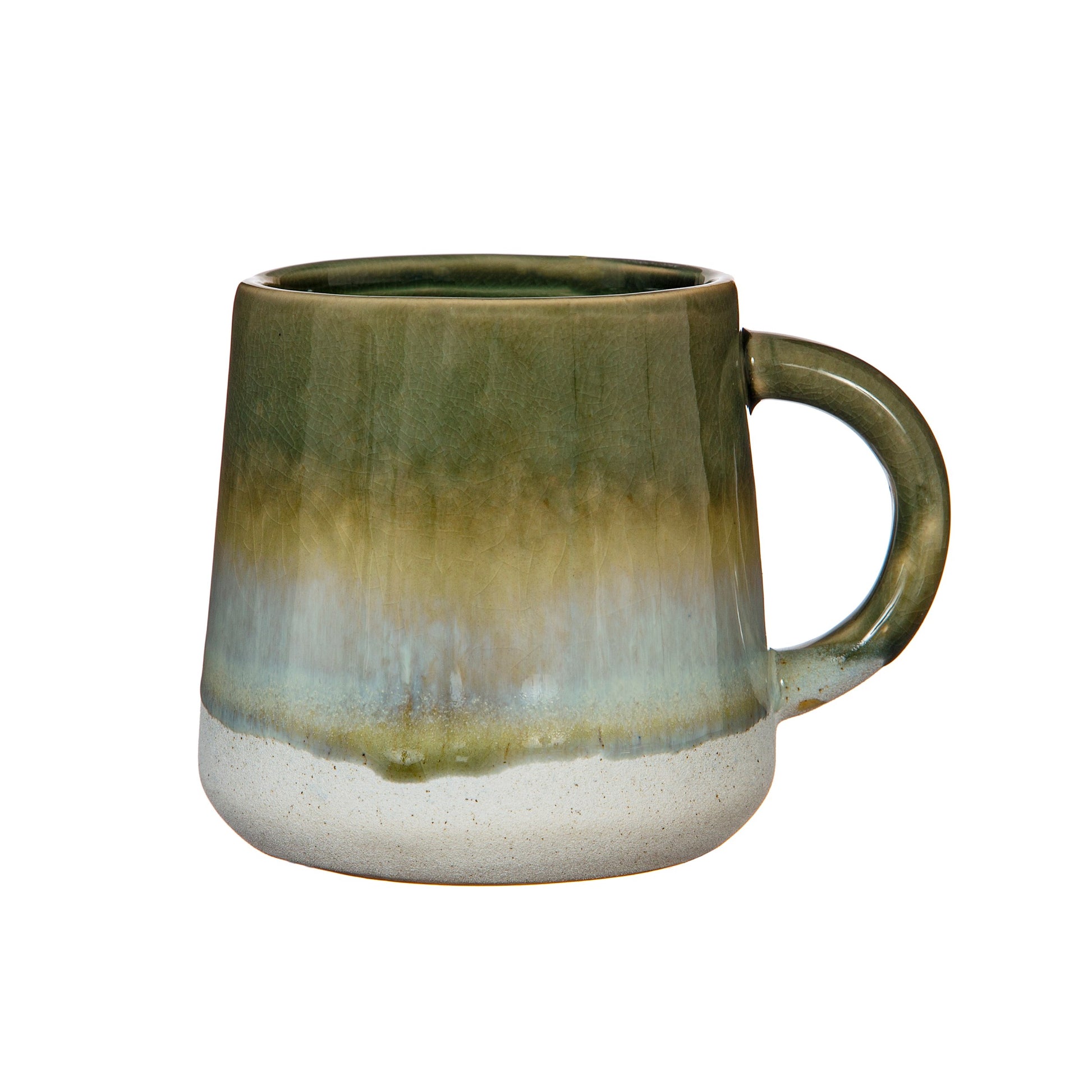 Mojave Green Ombre mug on a white background, handle to the right