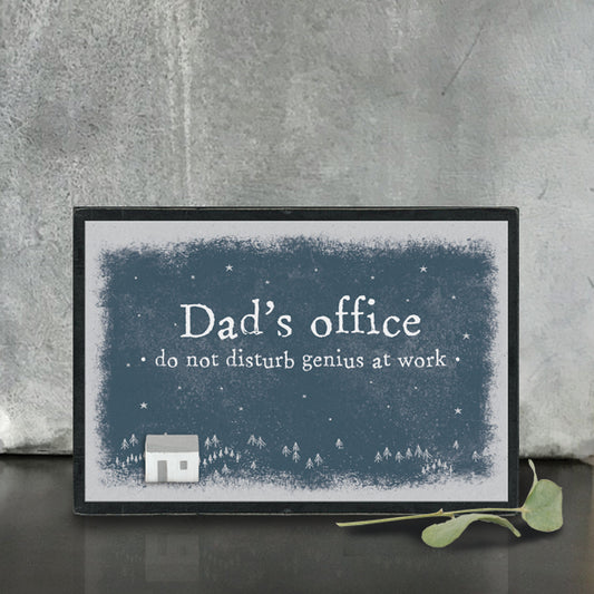 Dad's Office Sign with grey background and green leaf decor
