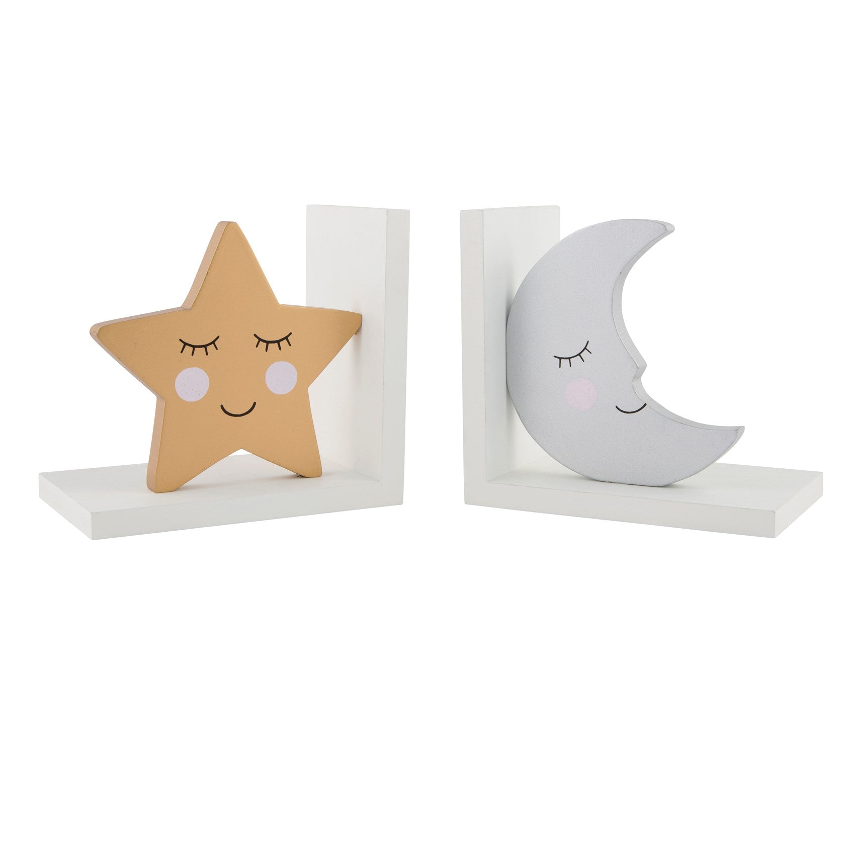 Star and Moon Bookends on a white background