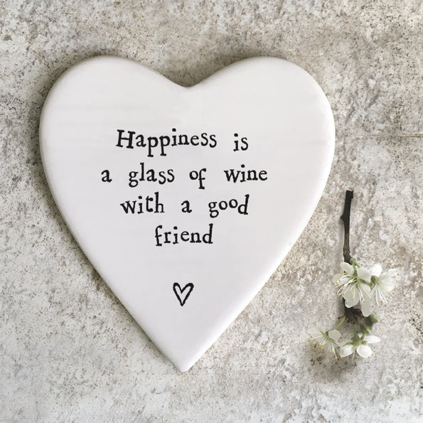 East of India 'Happiness is wine' Heart Coaster