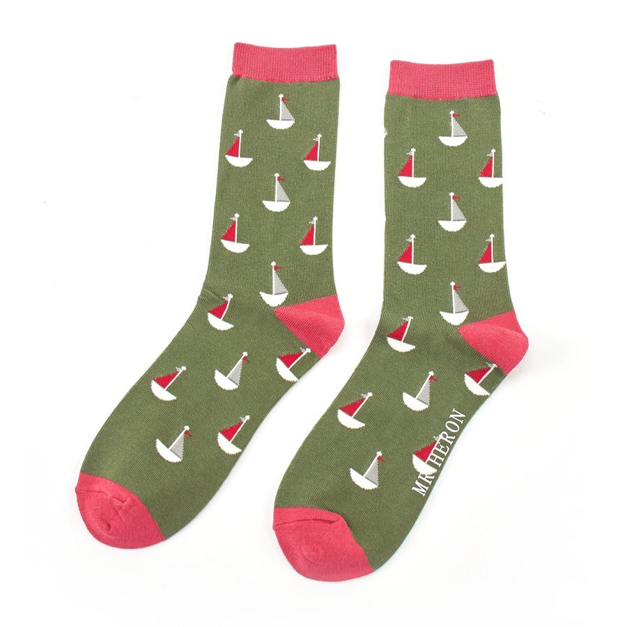 Mr Heron Green Boats Socks