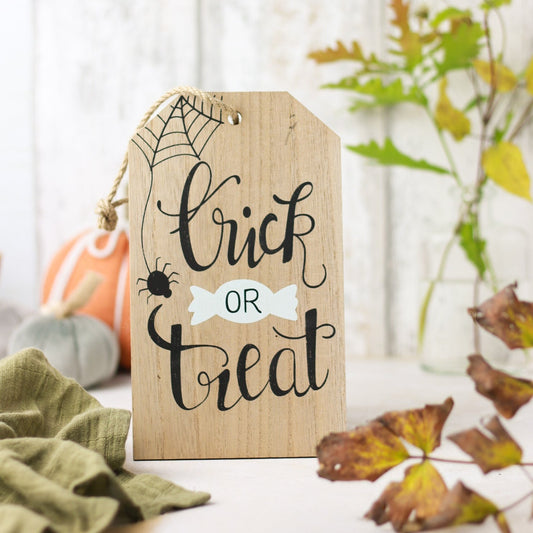 Trick or Treat Hanging Wooden Sign