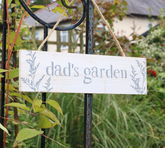 Dad's Garden Hanging sign in garden setting
