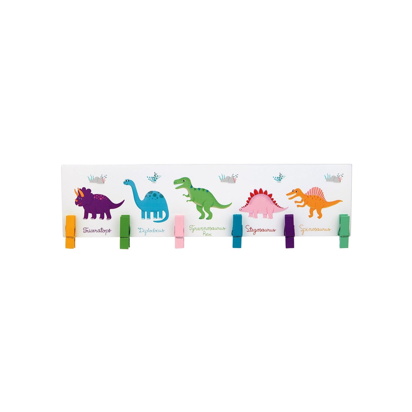 Dinosaur peg board with white background