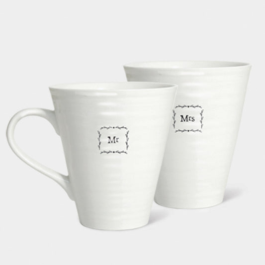 East of India 'Mr and Mrs' Porcelain Mug Set