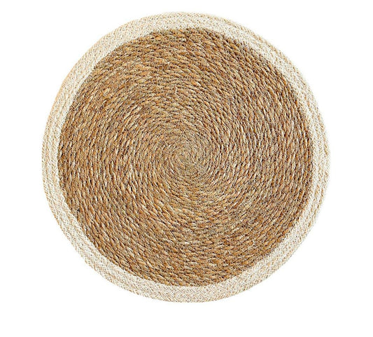 Jute and white placemat on white background