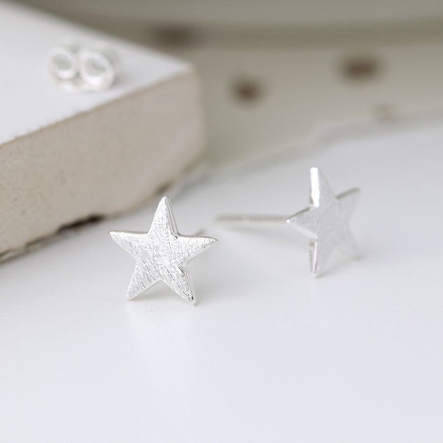 Scratched Effect Star Earrings