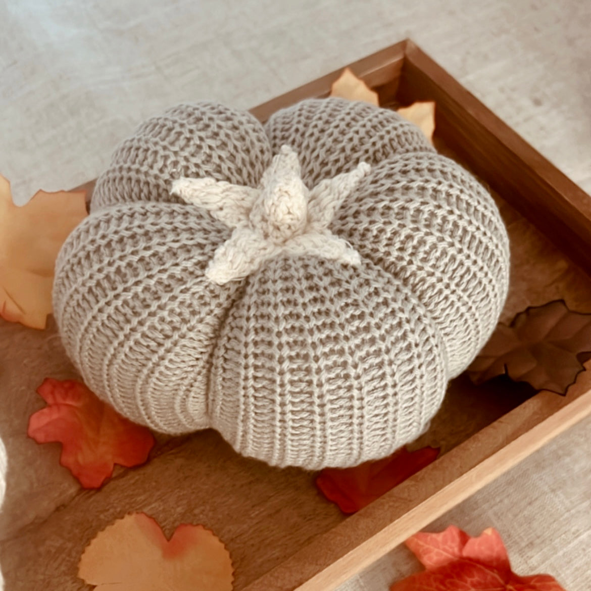 Grey Knitted Pumpkin - Small
