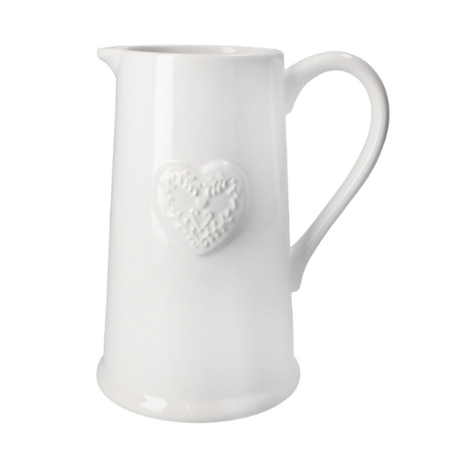 Ceramic Heart Embossed Jug - White