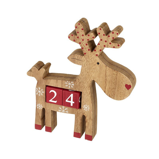 wooden reindeer advent on a white background