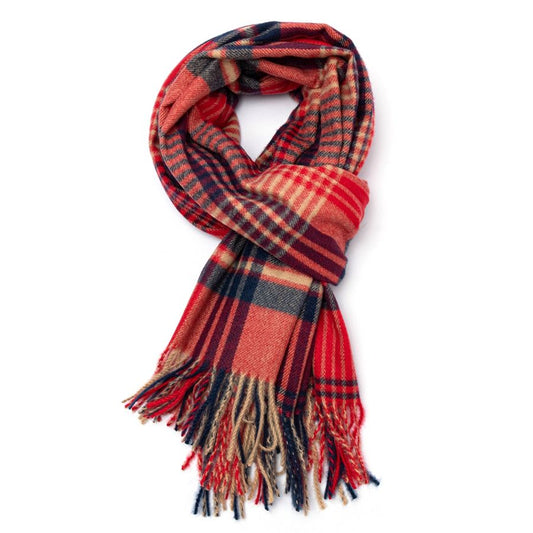 Red and Navy Tartan Scarf