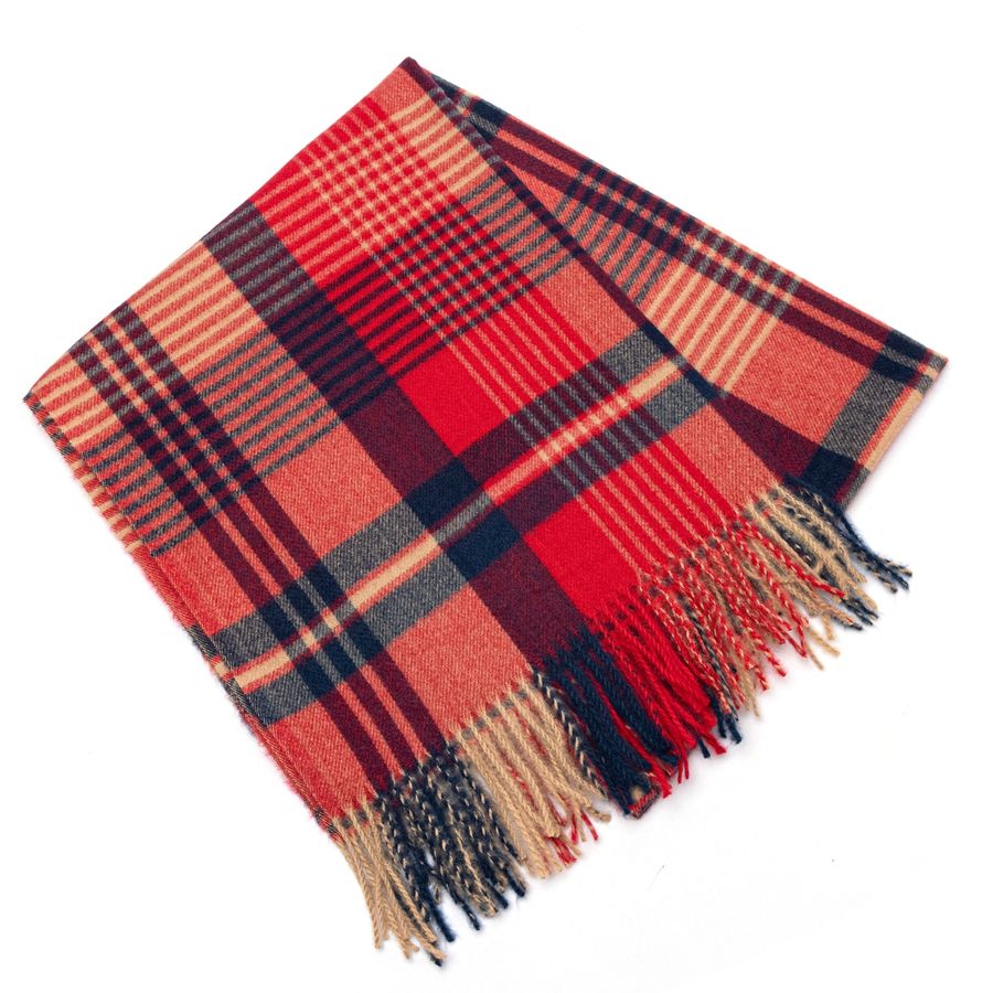Red and Navy Tartan Scarf