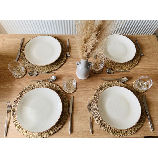Set of Four Natural Seagrass Placemats with plates on